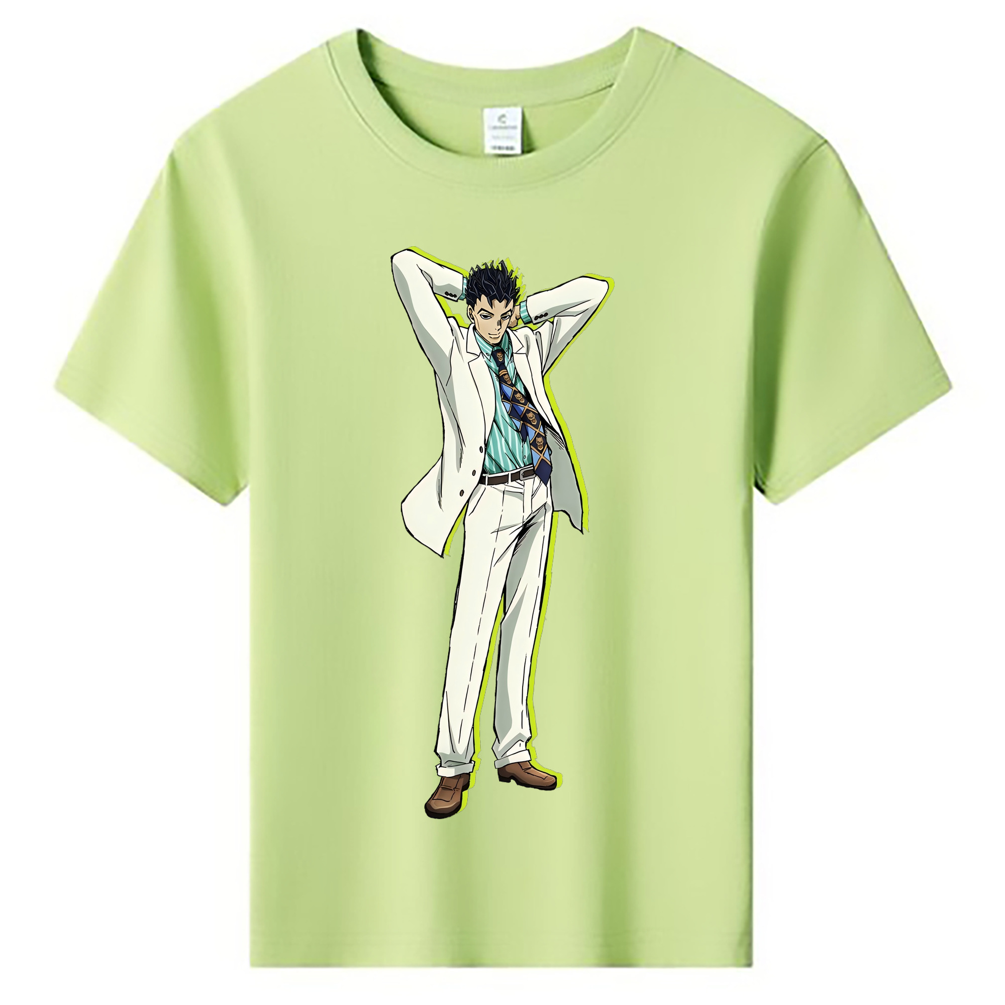 （画像用） ジョジョの奇妙な冒険 きら よしかげ JoJo's Bizarre Adventure Kira Yoshikage 綿100％キッズTシャツ（フロントプリント）